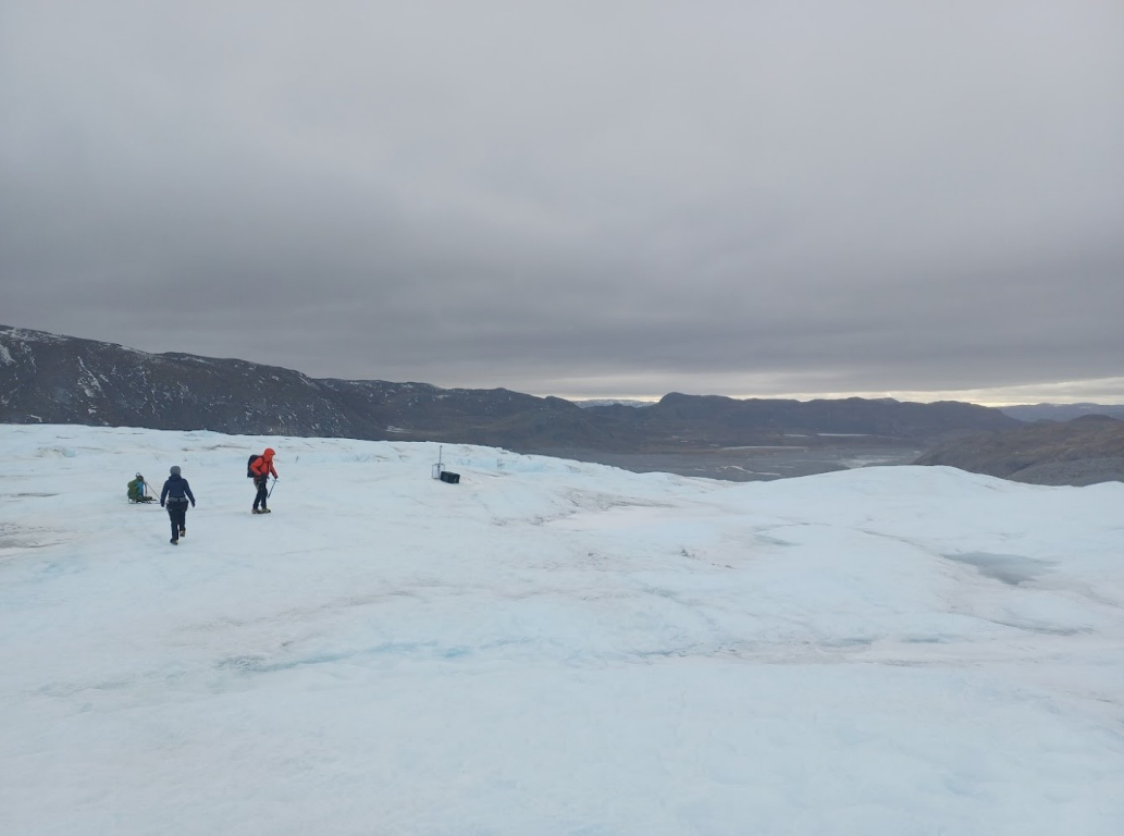 On Leverett Glacier we installed a seismometer on the ice.